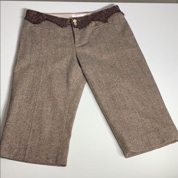 Rebecca Taylor Wool Tweed Brown Capri Pants 8 women’s academia - Picture 1 of 12